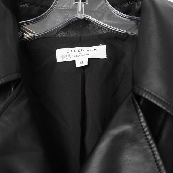 Derek Lam 10 Crosby x RTR Black Faux Leather Trench Coat - Picture 6 of 9
